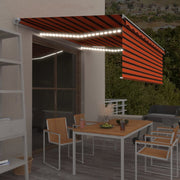 Tenda na ručno uvlačenje s roletom LED 4,5x3 m narančasto-smeđa