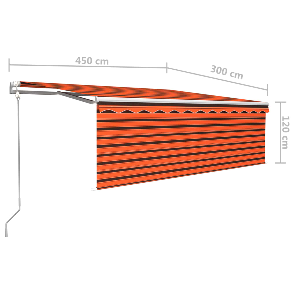 Automatska tenda roleta i senzor LED 4,5 x 3 m narančasto-smeđa