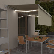Tenda na ručno uvlačenje s roletom i LED svjetlima 5 x 3 m krem