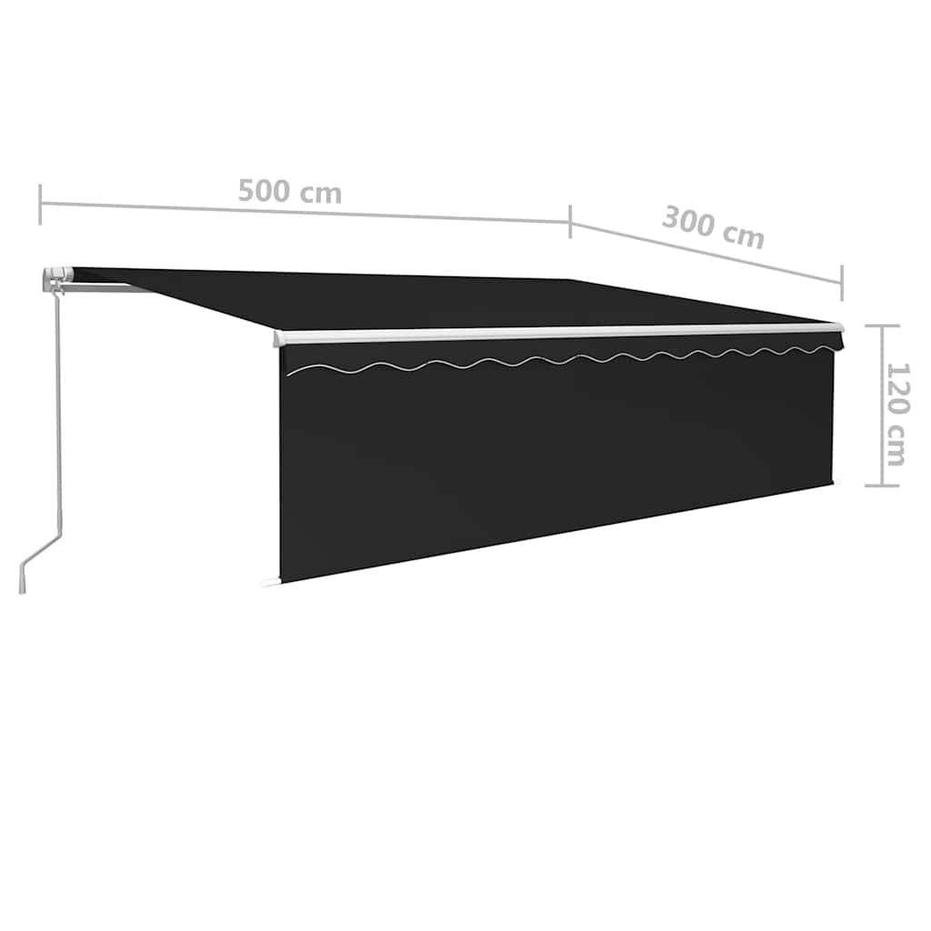 Tenda na ručno uvlačenje s roletom LED 5 x 3 m antracit