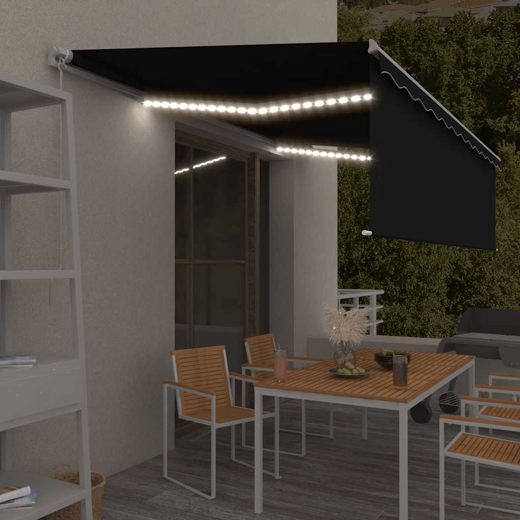 Tenda na ručno uvlačenje s roletom LED 5 x 3 m antracit