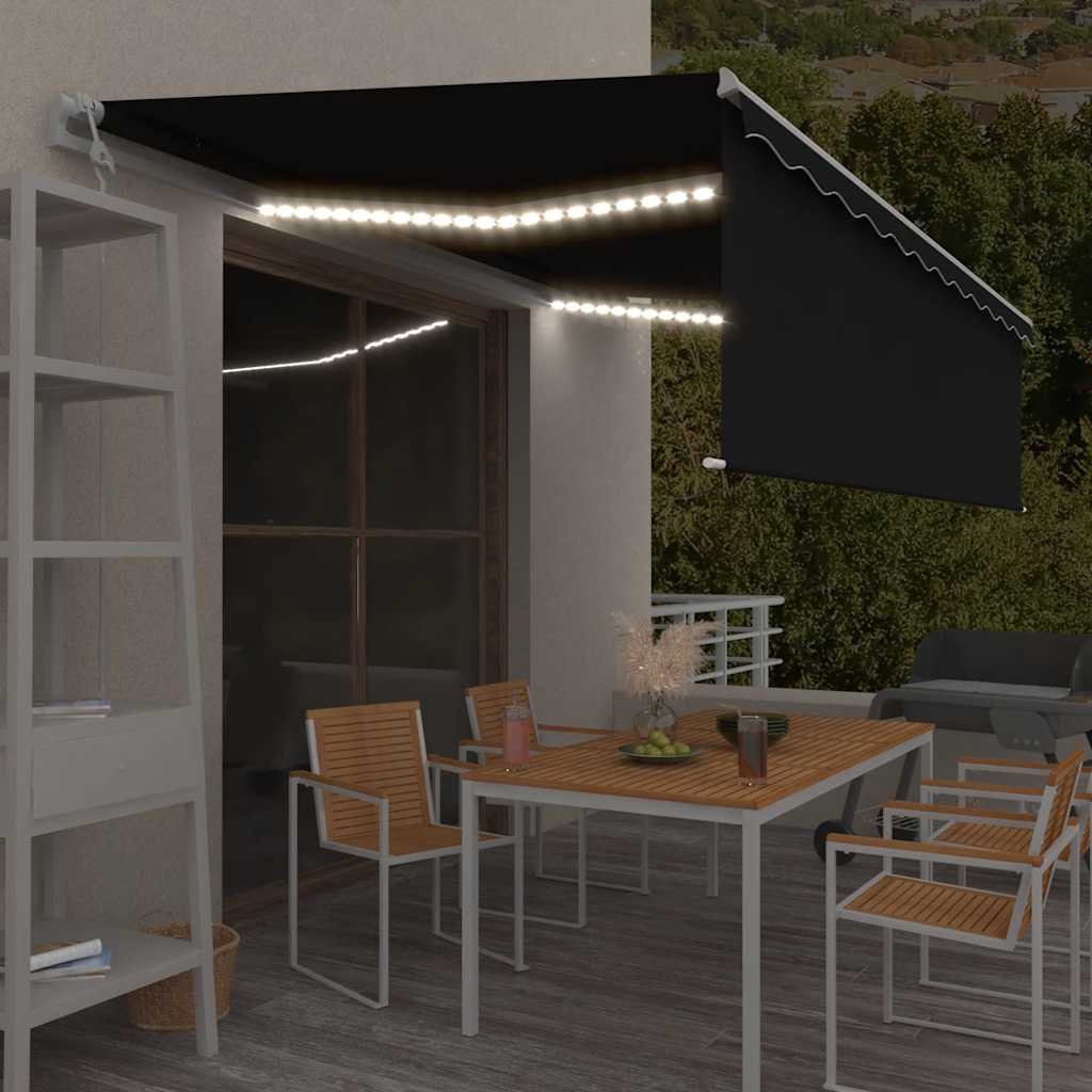 Automatska tenda s roletom i senzorom LED 5 x 3 m antracit