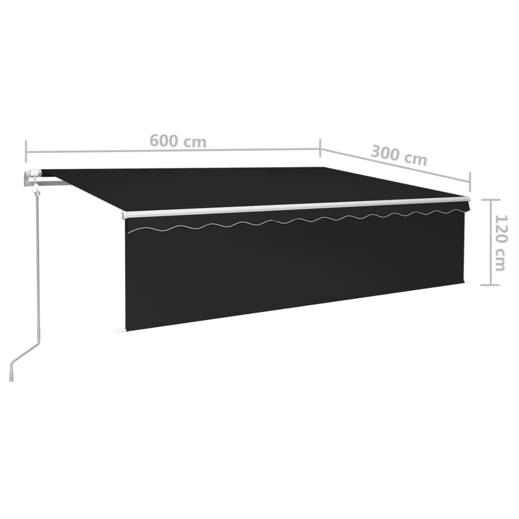 Automatska tenda s roletom i senzorom LED 6 x 3 m antracit