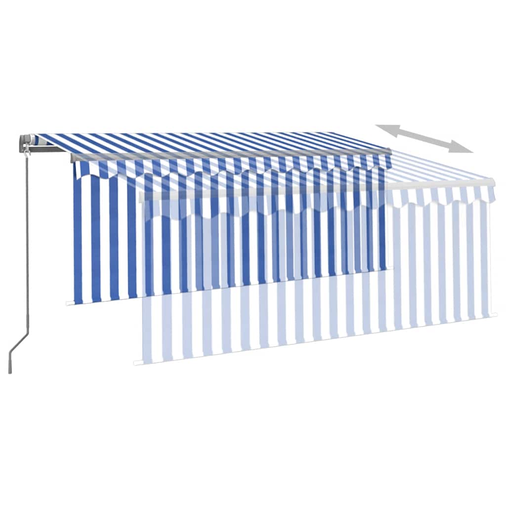 Tenda na ručno uvlačenje s roletom LED 3 x 2,5 m plavo-bijela