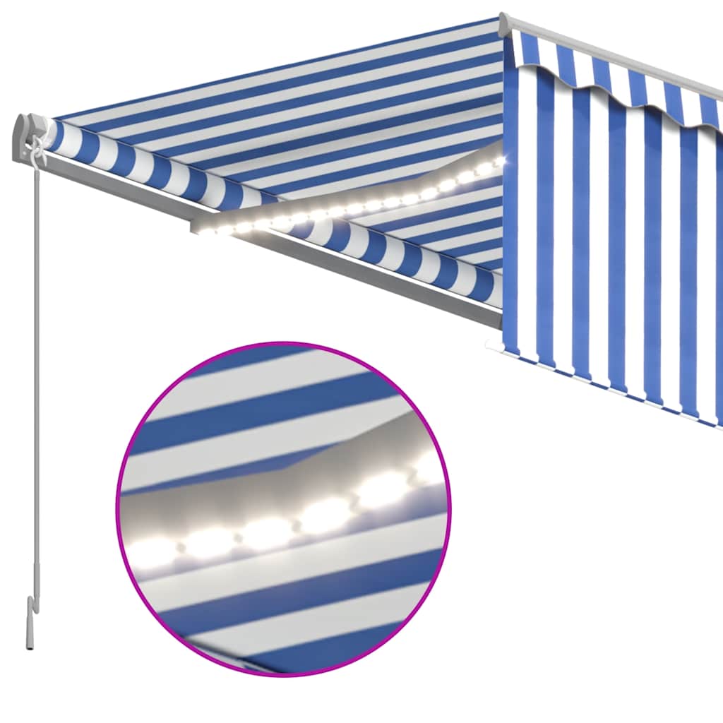 Tenda na ručno uvlačenje s roletom LED 3 x 2,5 m plavo-bijela