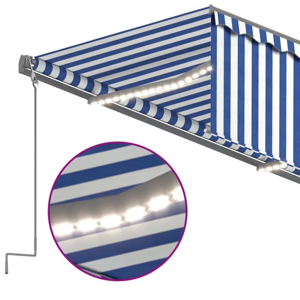 Automatska tenda s roletom i senzorom LED 3x2,5 m plavo-bijela