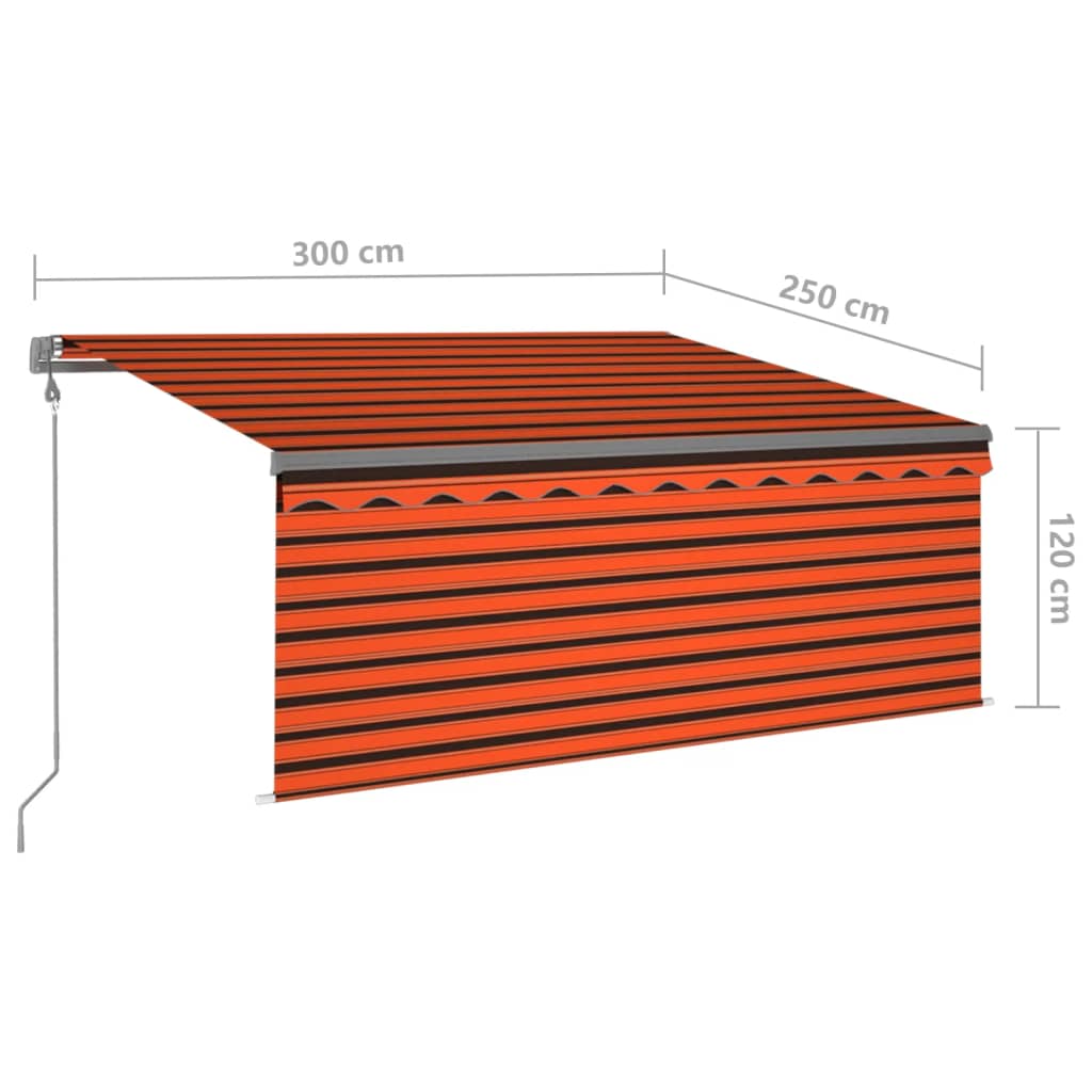 Automatska tenda roleta i senzor LED 3 x 2,5 m narančasto-smeđa