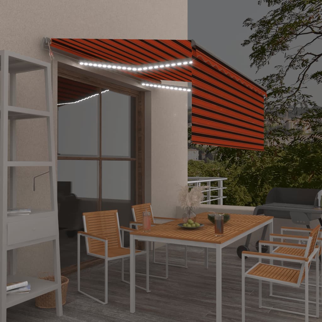 Automatska tenda roleta i senzor LED 3 x 2,5 m narančasto-smeđa