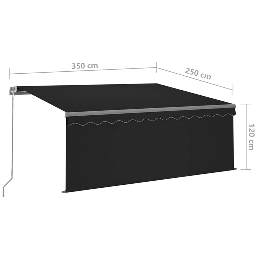 Tenda na ručno uvlačenje s roletom LED 3,5 x 2,5 m antracit