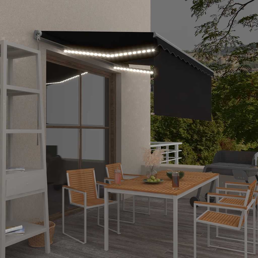 Tenda na ručno uvlačenje s roletom LED 3,5 x 2,5 m antracit