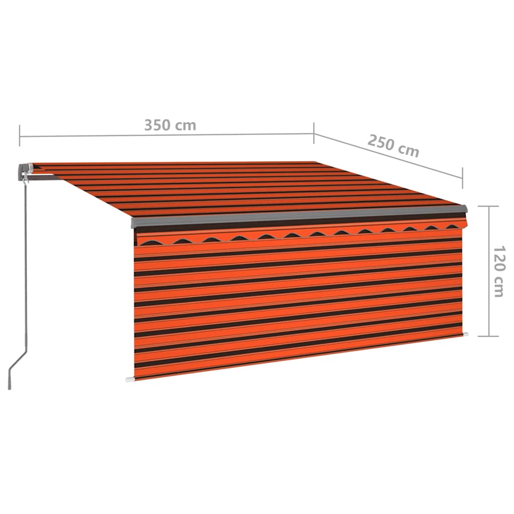 Tenda na ručno uvlačenje i roleta LED 3,5x2,5m narančasto-smeđa