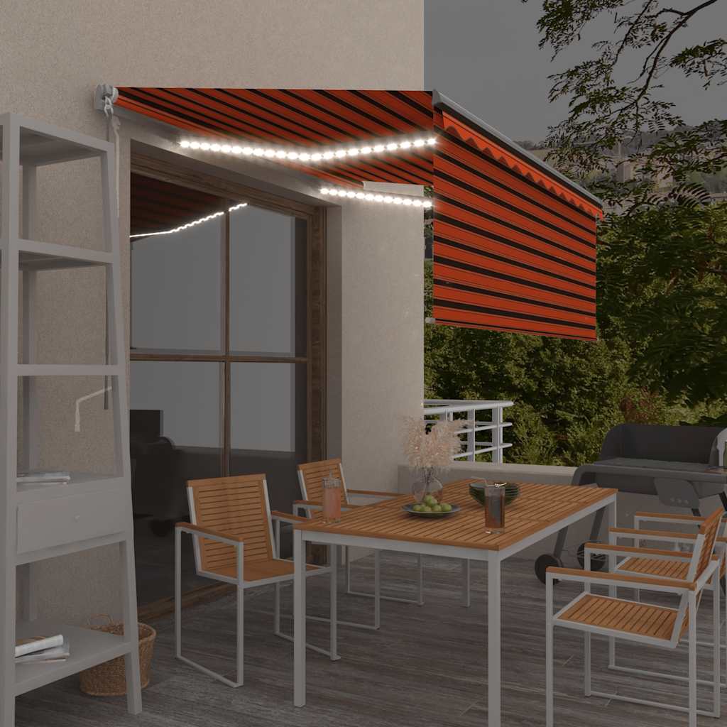 Tenda na ručno uvlačenje i roleta LED 3,5x2,5m narančasto-smeđa