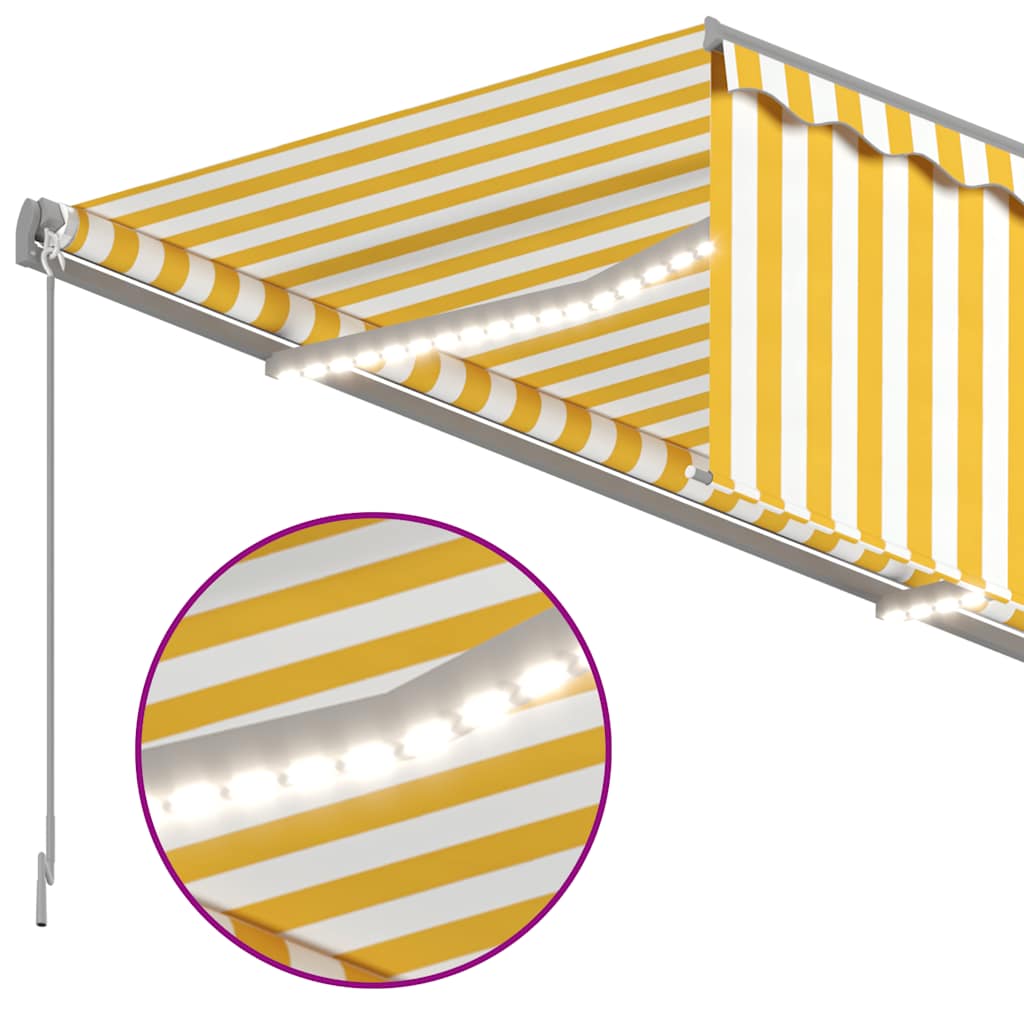 Automatska tenda s roletom i senzorom LED 4 x 3 m žuto-bijela