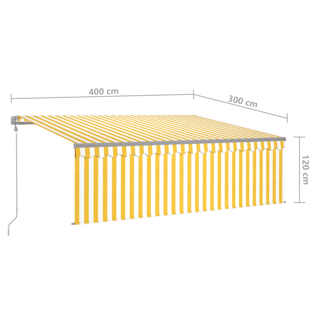 Automatska tenda s roletom i senzorom LED 4 x 3 m žuto-bijela