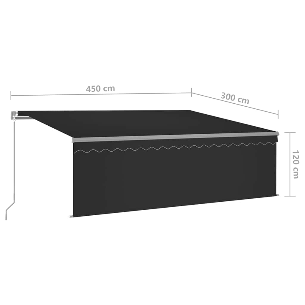 Tenda na ručno uvlačenje s roletom LED 4,5 x 3 m antracit