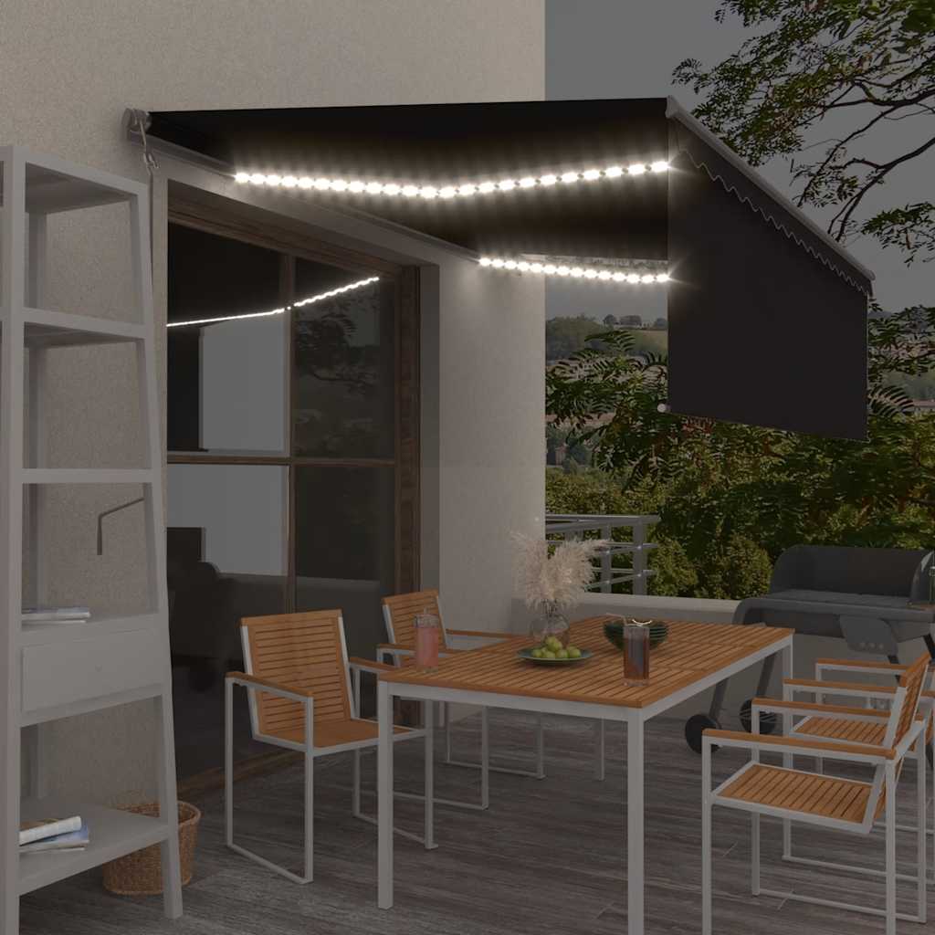 Automatska tenda s roletom i senzorom LED 4,5 x 3 m antracit