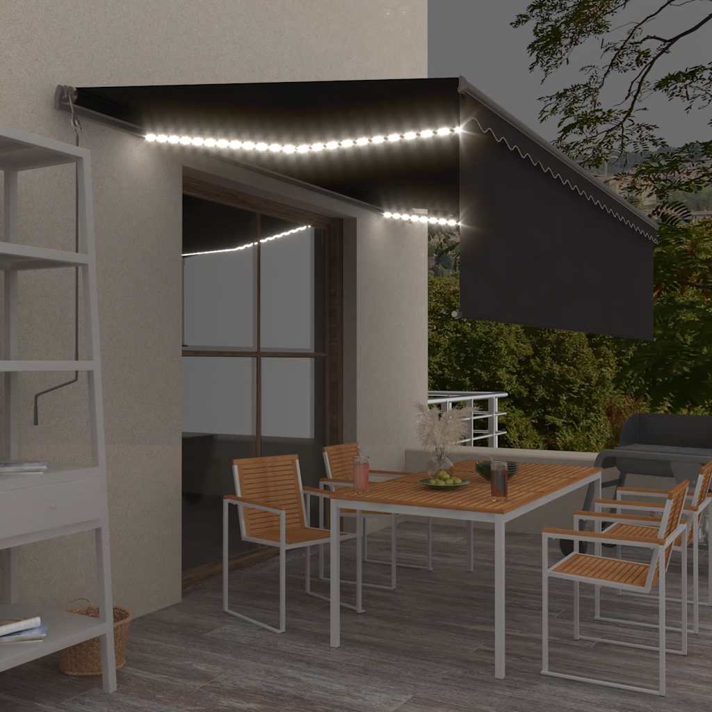 Tenda na ručno uvlačenje s roletom LED 5 x 3 m antracit