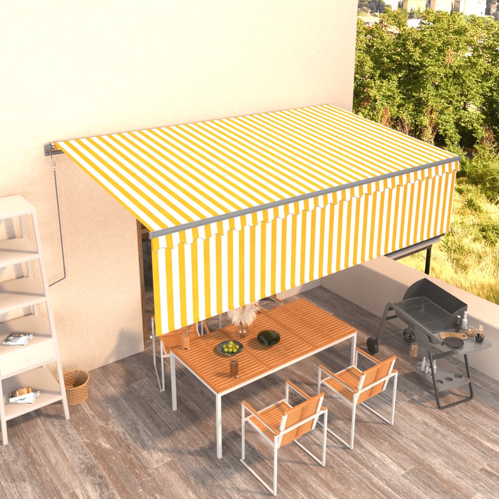Automatska tenda na uvlačenje s roletom 5 x 3 m žuto-bijela