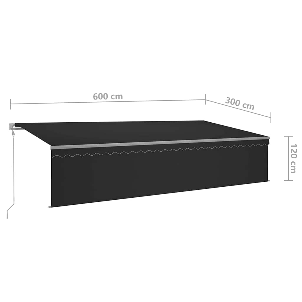 Automatska tenda s roletom i senzorom LED 6 x 3 m antracit