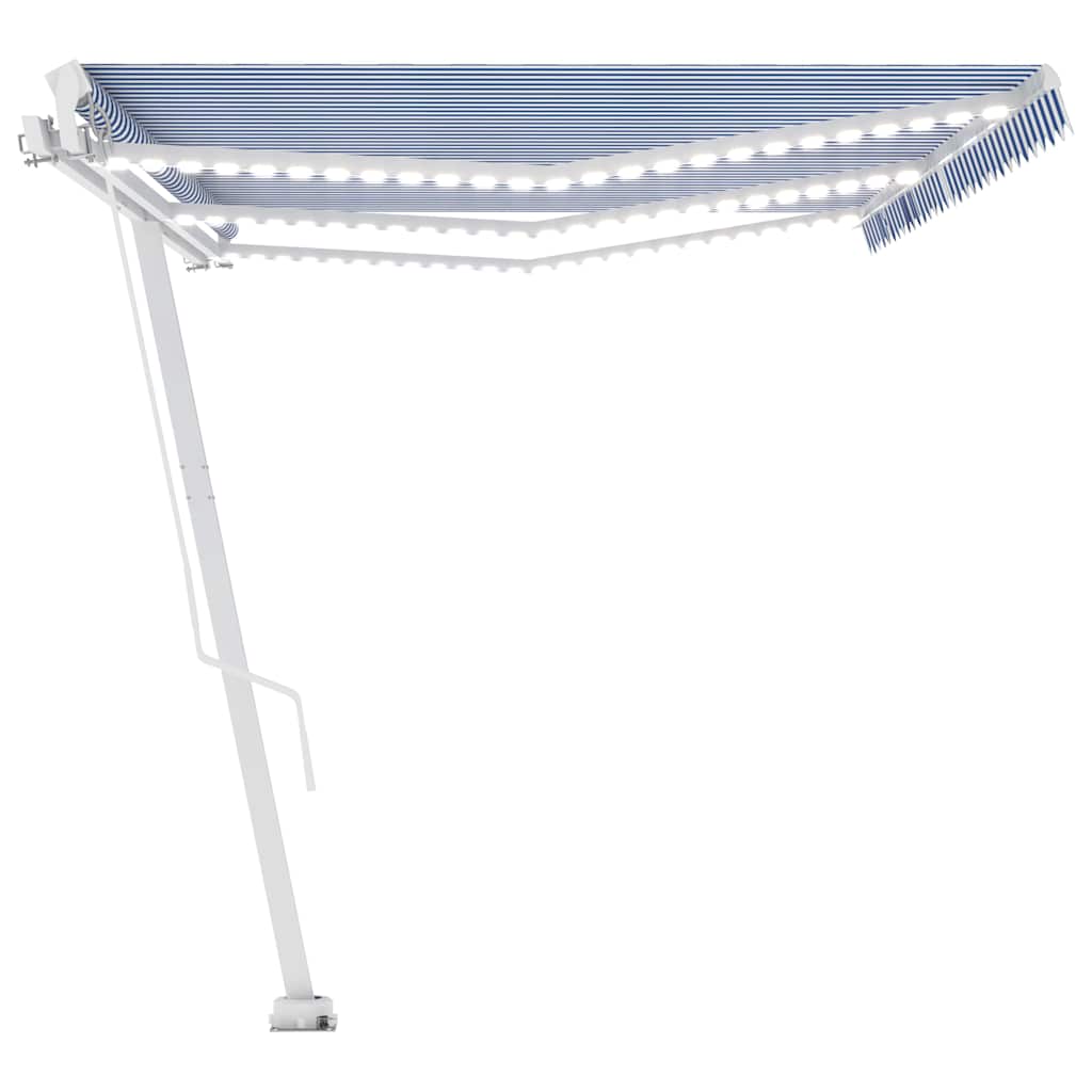 Tenda na ručno uvlačenje s LED svjetlom 600x300 cm plavo-bijela