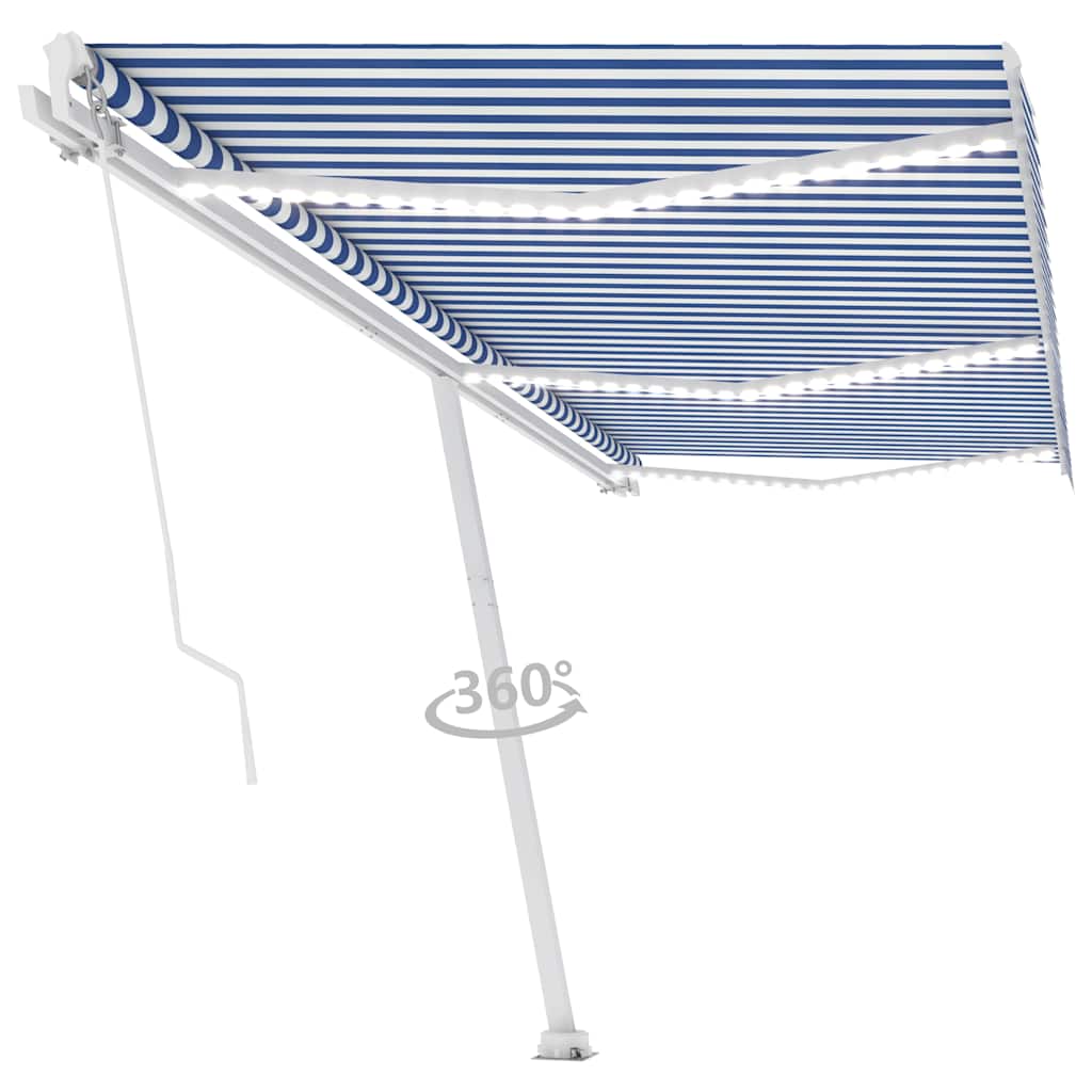 Tenda na ručno uvlačenje s LED svjetlom 600x350 cm plavo-bijela