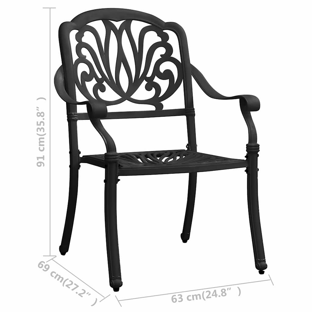 3-dijelni bistro set od lijevanog aluminija crni