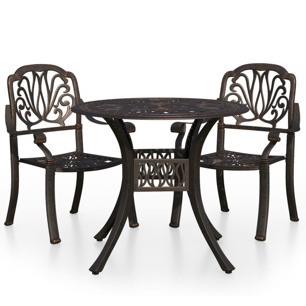 3-dijelni bistro set od lijevanog aluminija brončani