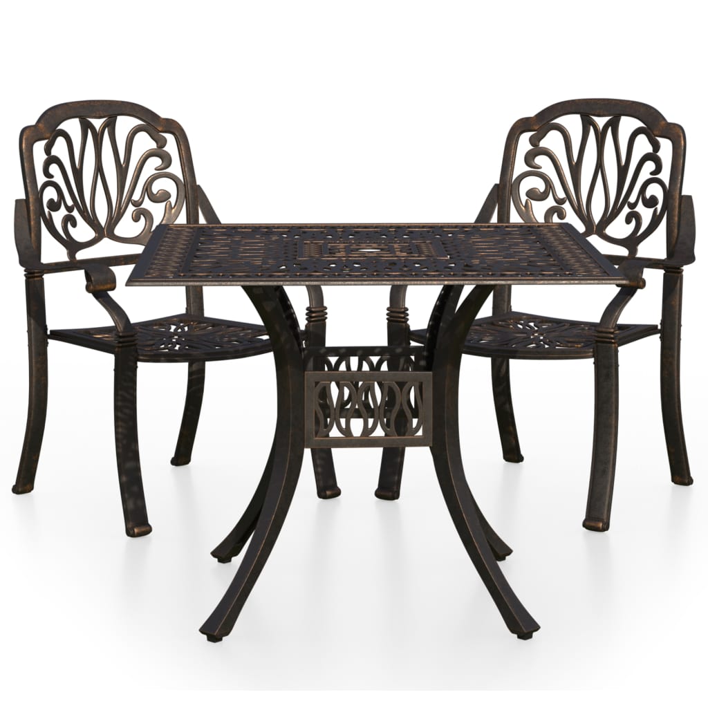 3-dijelni bistro set od lijevanog aluminija brončani
