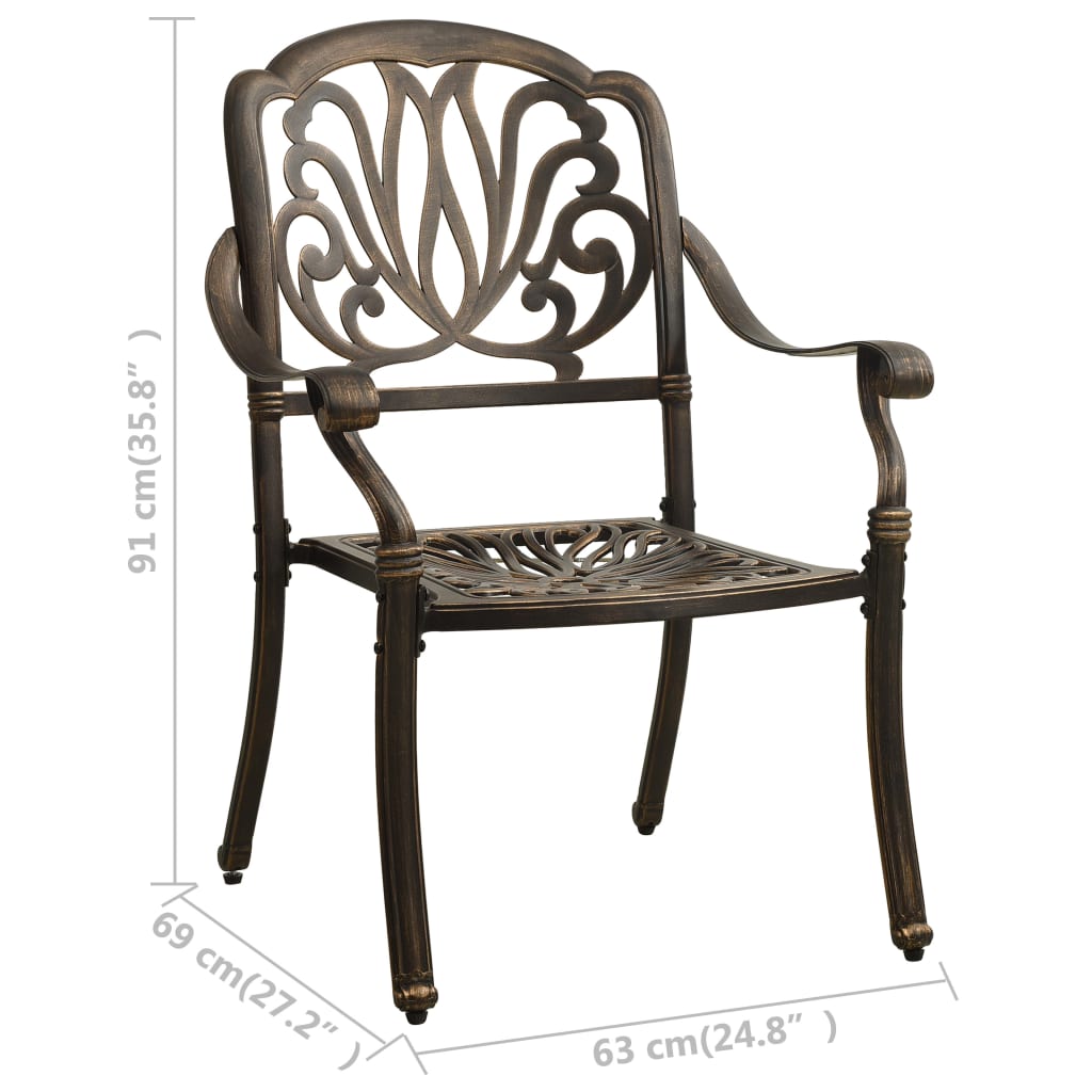 3-dijelni bistro set od lijevanog aluminija brončani