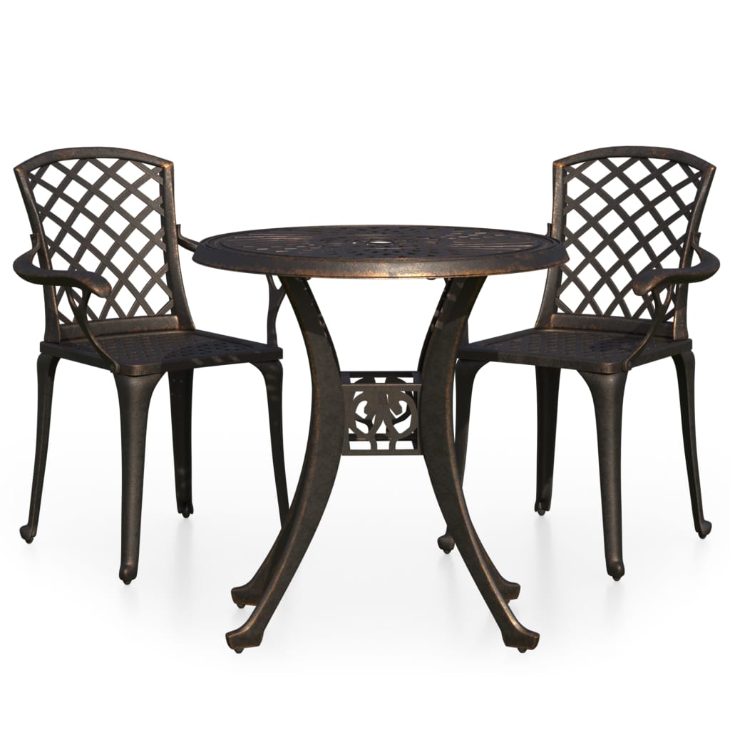 3-dijelni bistro set od lijevanog aluminija brončani