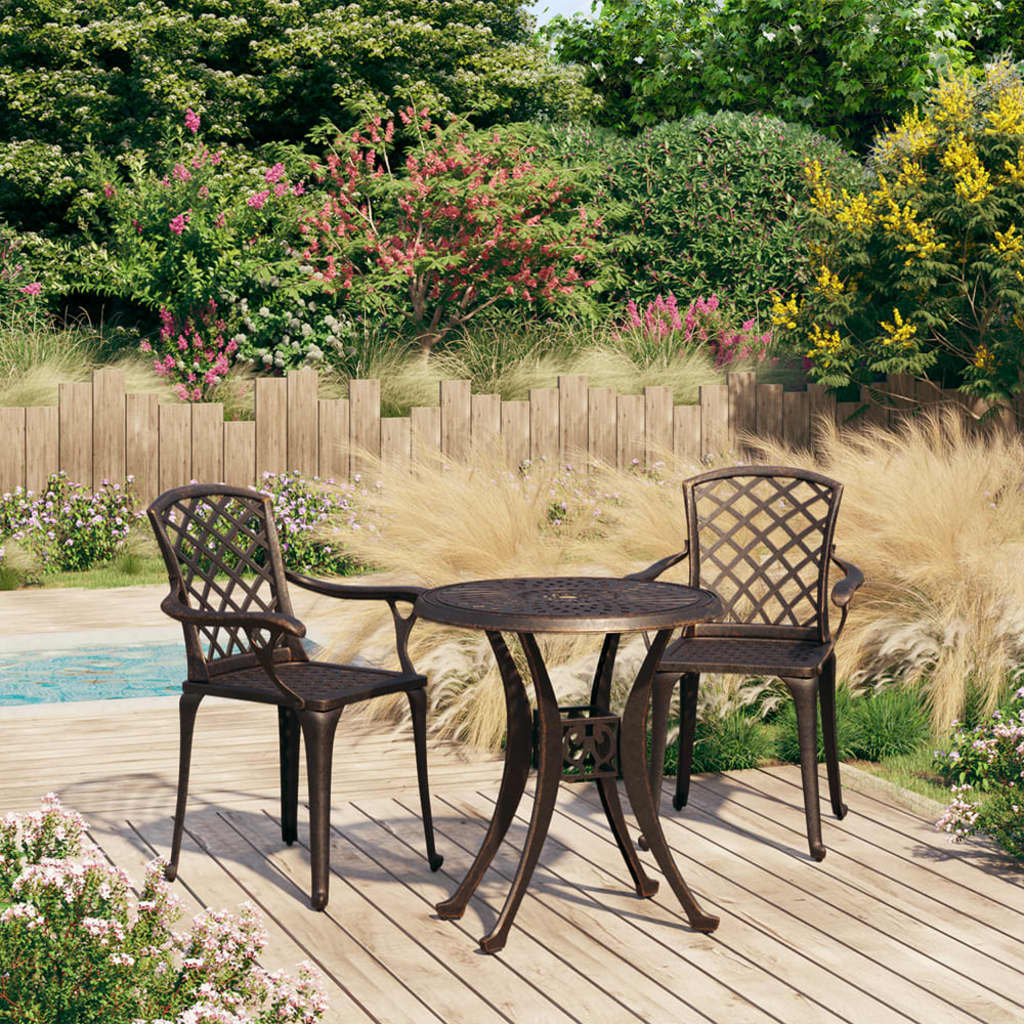 3-dijelni bistro set od lijevanog aluminija brončani