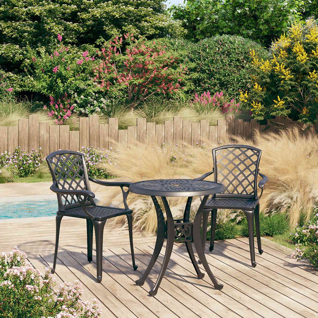 3-dijelni bistro set od lijevanog aluminija crni