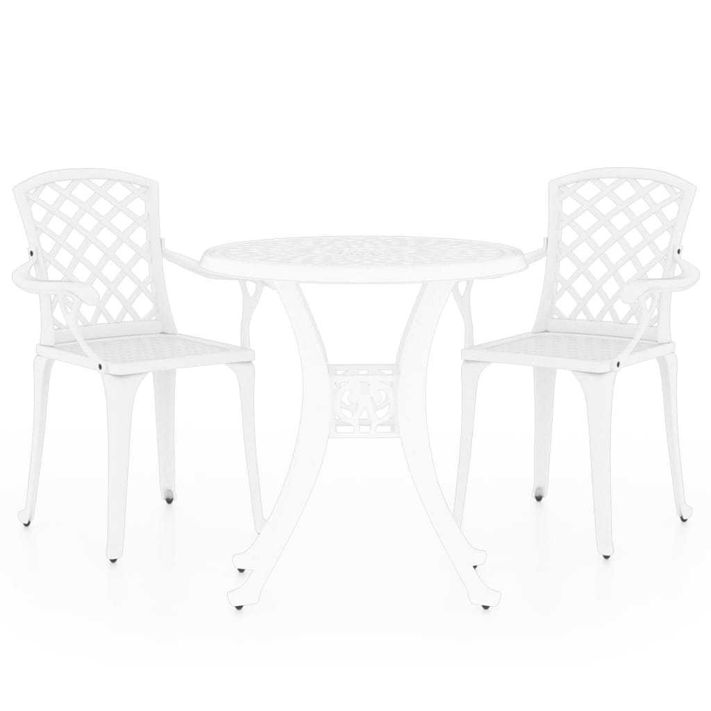 3-dijelni bistro set od lijevanog aluminija bijeli
