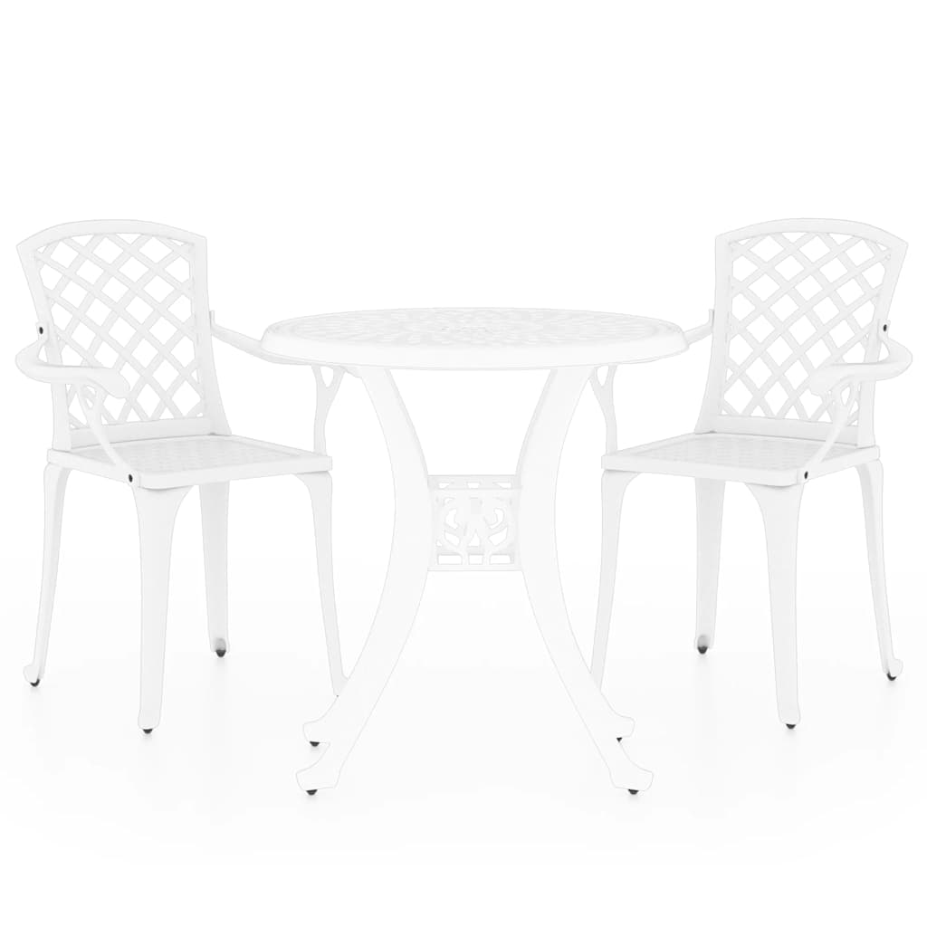 3-dijelni bistro set od lijevanog aluminija bijeli