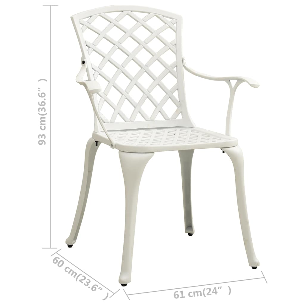 3-dijelni bistro set od lijevanog aluminija bijeli
