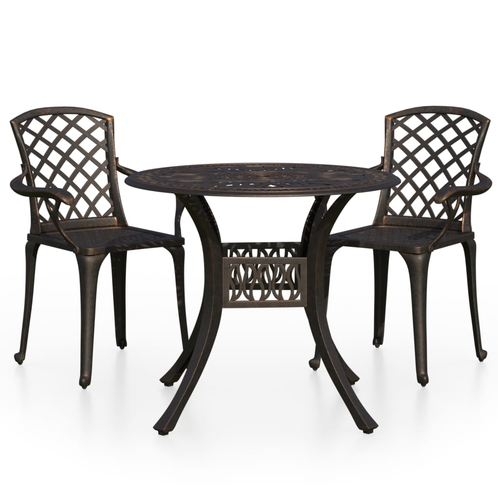 3-dijelni bistro set od lijevanog aluminija brončani