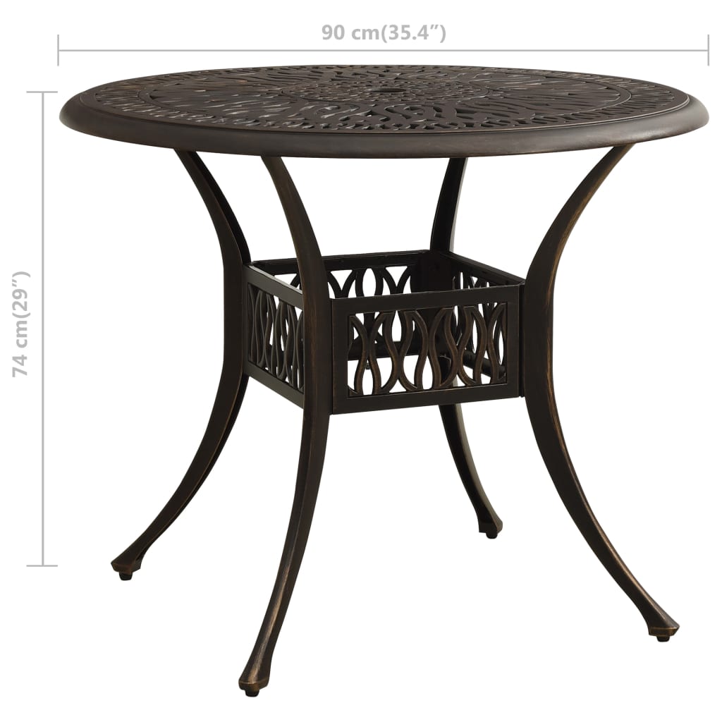 3-dijelni bistro set od lijevanog aluminija brončani
