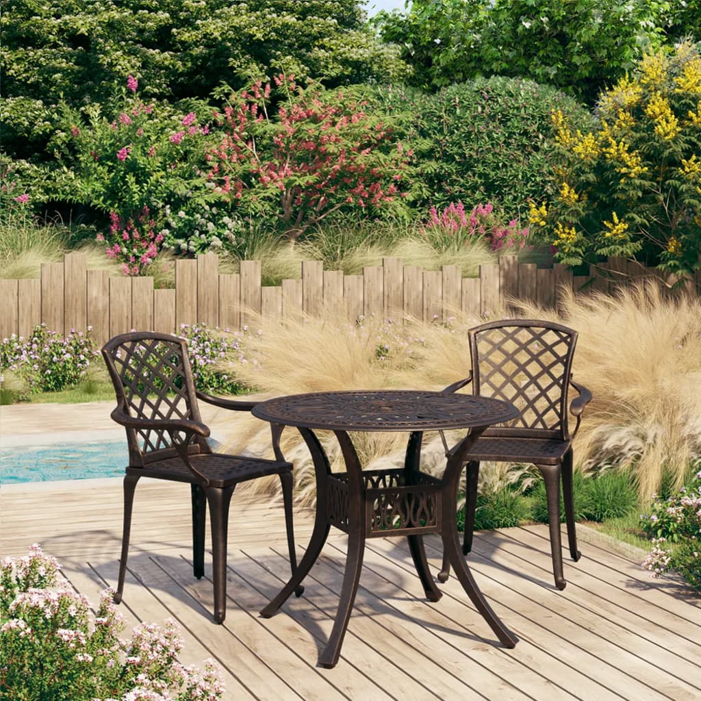 3-dijelni bistro set od lijevanog aluminija brončani