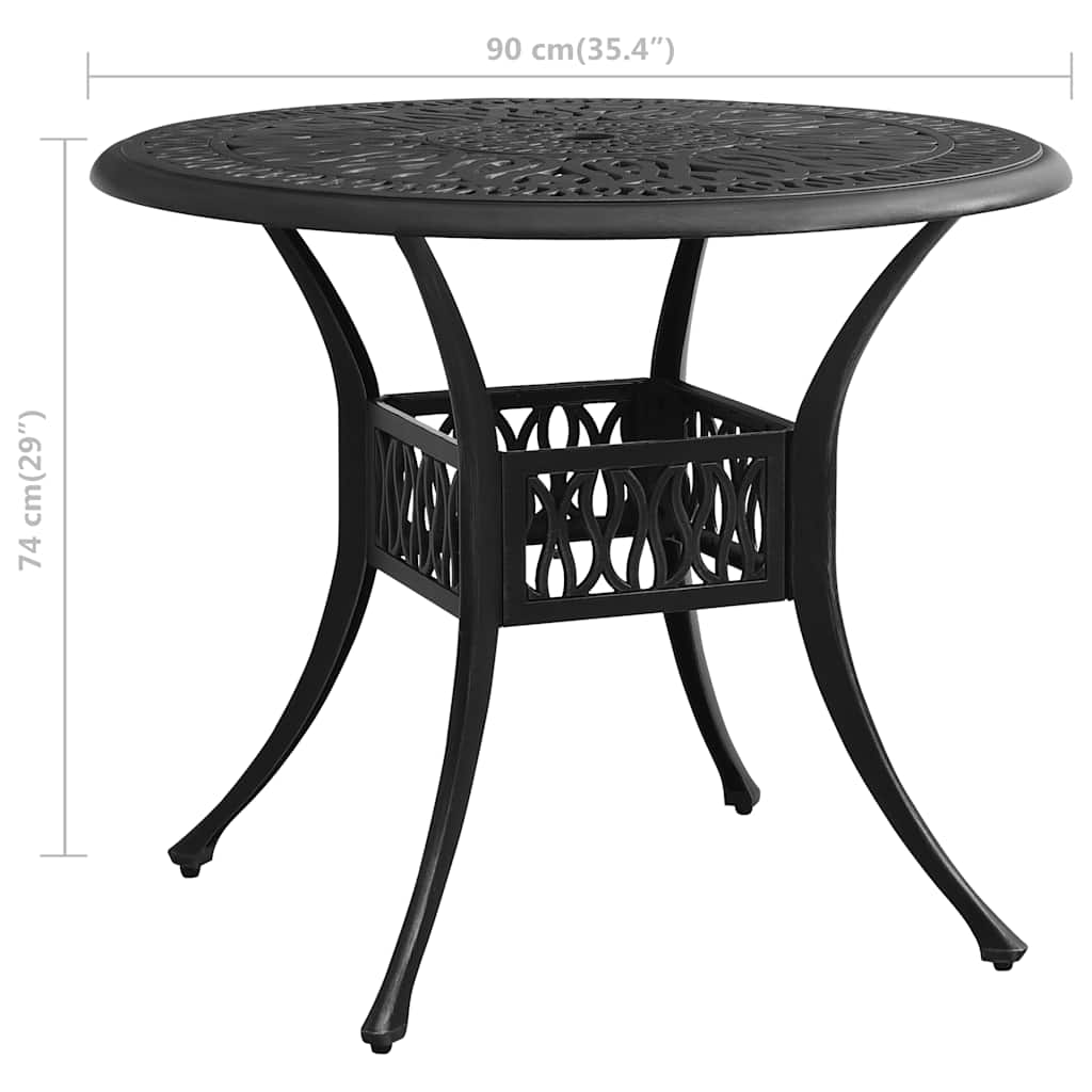 3-dijelni bistro set od lijevanog aluminija crni