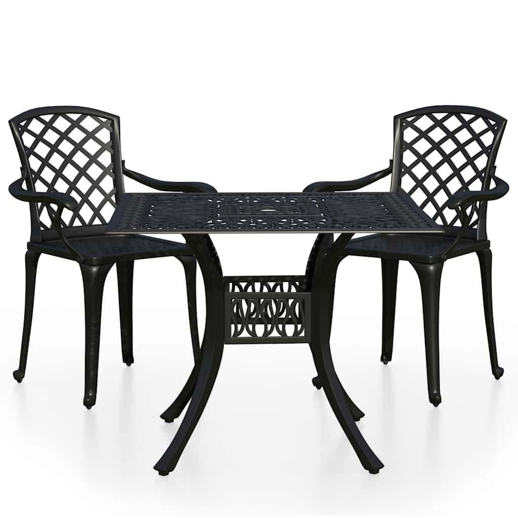 3-dijelni bistro set od lijevanog aluminija crni