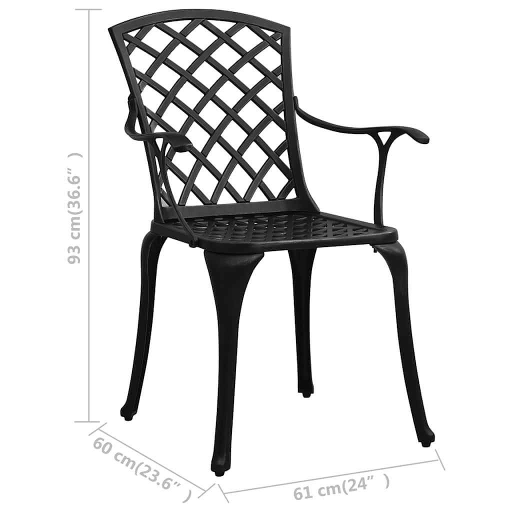 3-dijelni bistro set od lijevanog aluminija crni