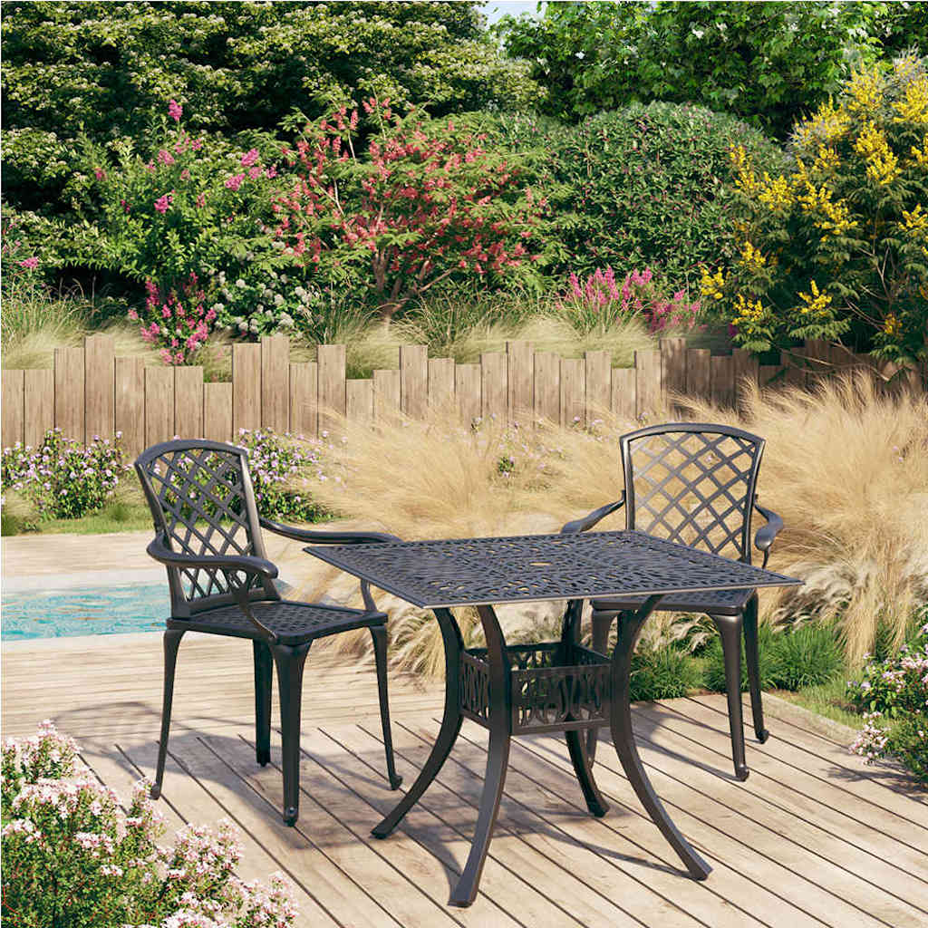 3-dijelni bistro set od lijevanog aluminija crni
