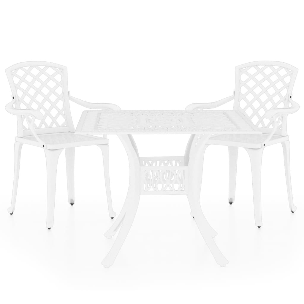 3-dijelni bistro set od lijevanog aluminija bijeli