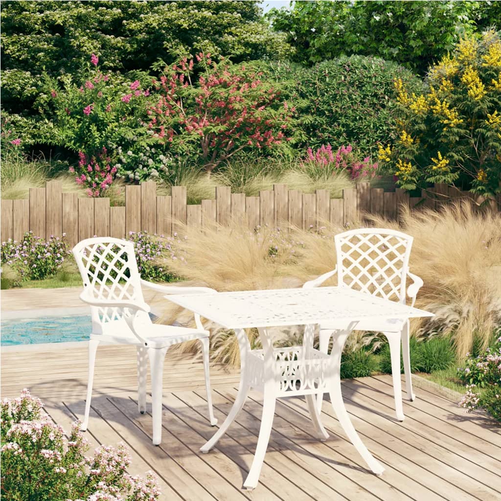 3-dijelni bistro set od lijevanog aluminija bijeli