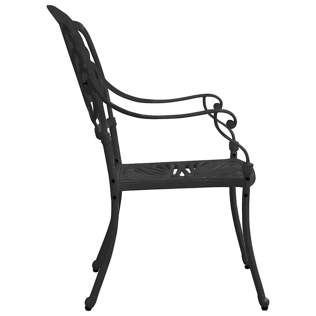 5-dijelni bistro set od lijevanog aluminija crni