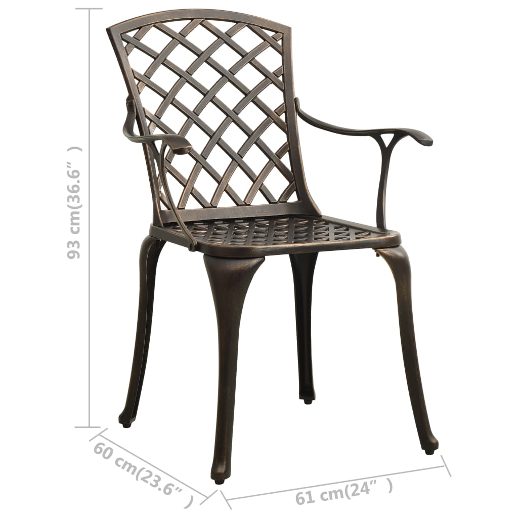 5-dijelni bistro set od lijevanog aluminija brončani
