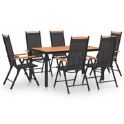 7-dijelni vrtni blagovaonski set aluminijski crni