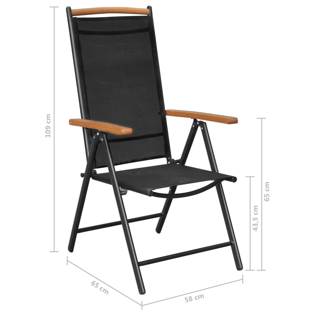 7-dijelni vrtni blagovaonski set aluminijski crni