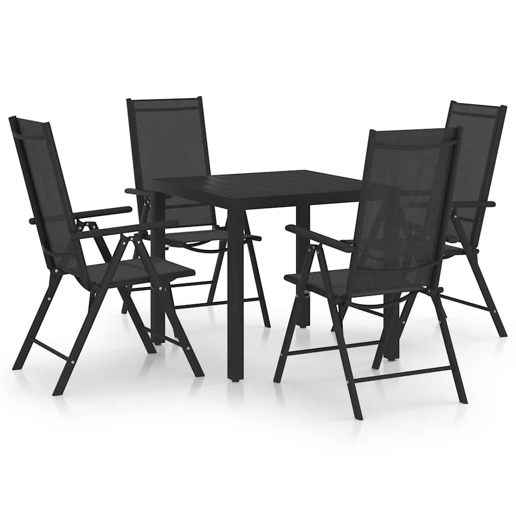 5-dijelni vrtni blagovaonski set aluminijski crni