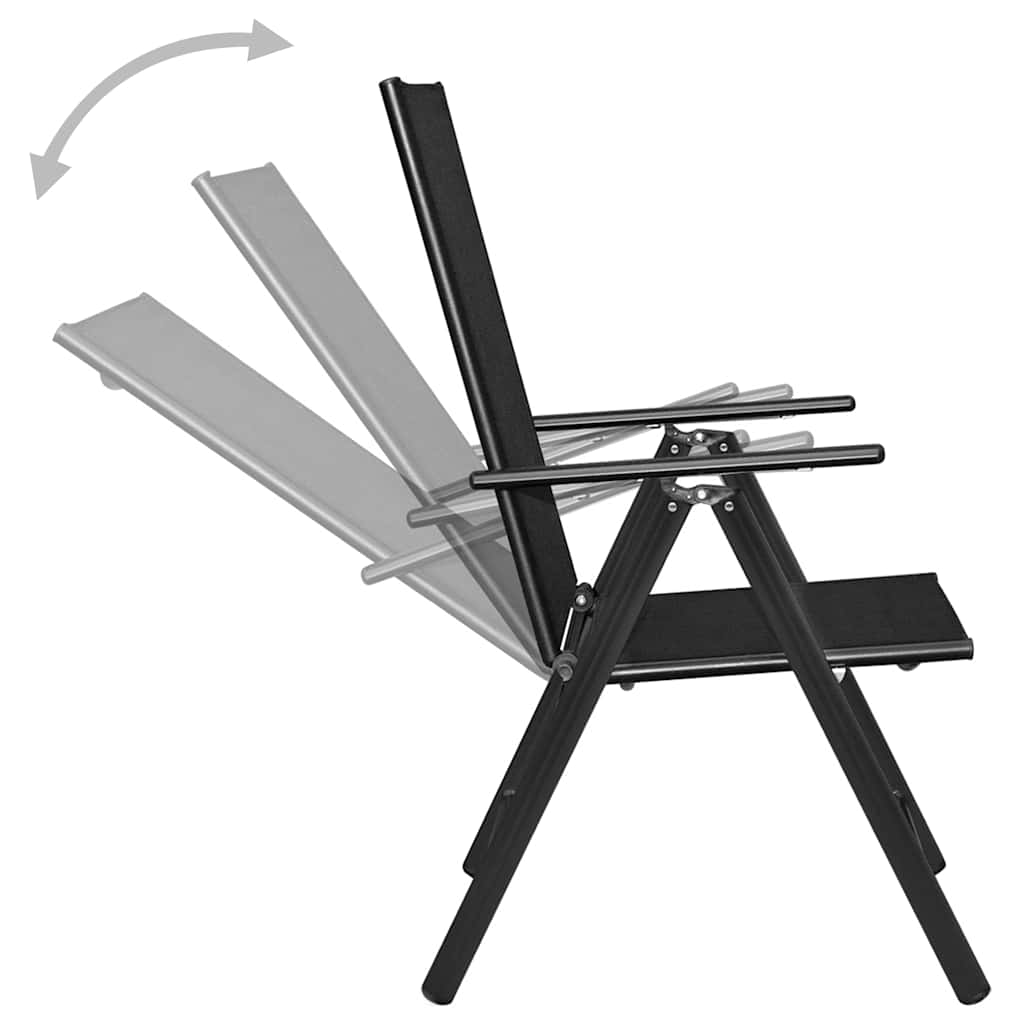 5-dijelni vrtni blagovaonski set od aluminija i tekstilena crni